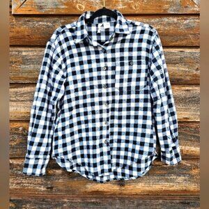 Mimi Chica Black & White Checkered Plaid Button Up Longsleeve Top Shirt Size S